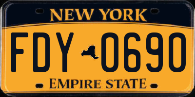 NY license plate FDY0690