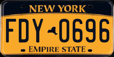 NY license plate FDY0696