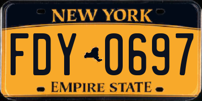 NY license plate FDY0697