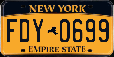 NY license plate FDY0699