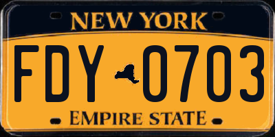 NY license plate FDY0703