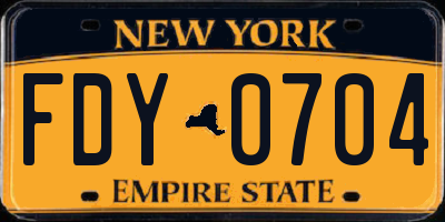 NY license plate FDY0704