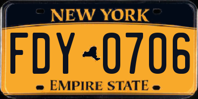 NY license plate FDY0706