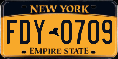 NY license plate FDY0709