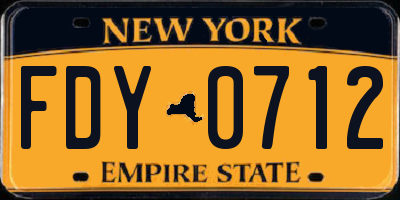 NY license plate FDY0712