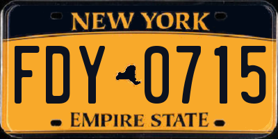 NY license plate FDY0715