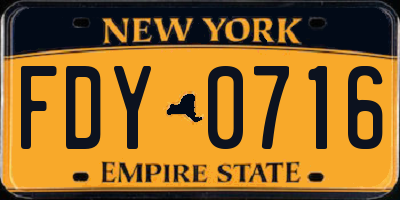NY license plate FDY0716