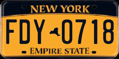 NY license plate FDY0718