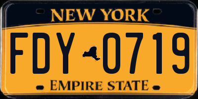 NY license plate FDY0719
