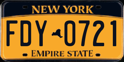 NY license plate FDY0721