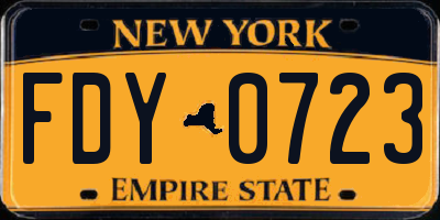 NY license plate FDY0723