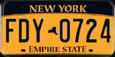 NY license plate FDY0724