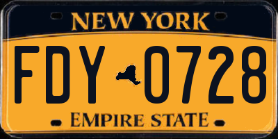 NY license plate FDY0728