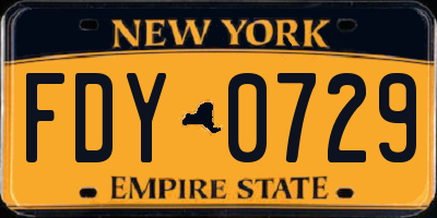 NY license plate FDY0729
