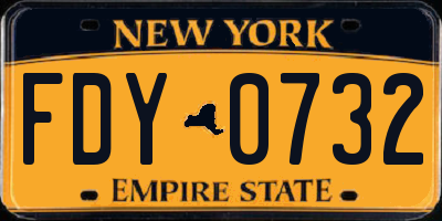 NY license plate FDY0732