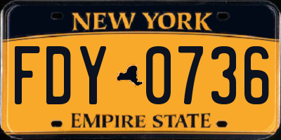 NY license plate FDY0736