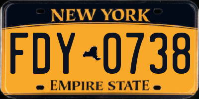NY license plate FDY0738