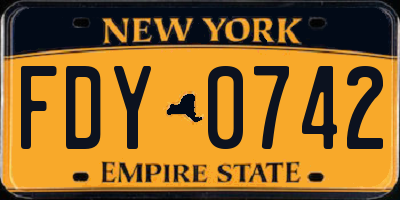 NY license plate FDY0742