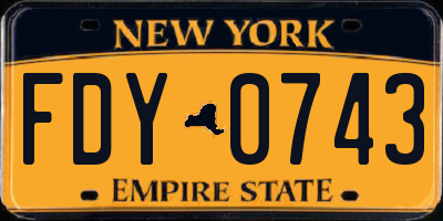 NY license plate FDY0743