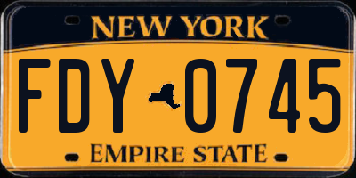 NY license plate FDY0745