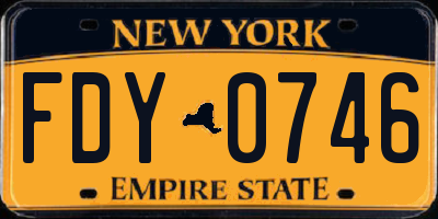 NY license plate FDY0746