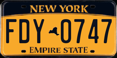 NY license plate FDY0747