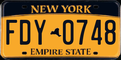 NY license plate FDY0748