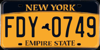 NY license plate FDY0749