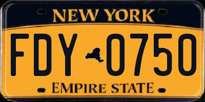 NY license plate FDY0750
