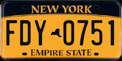 NY license plate FDY0751
