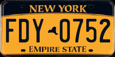 NY license plate FDY0752