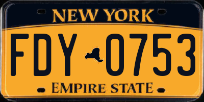 NY license plate FDY0753