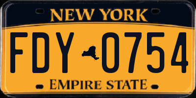 NY license plate FDY0754