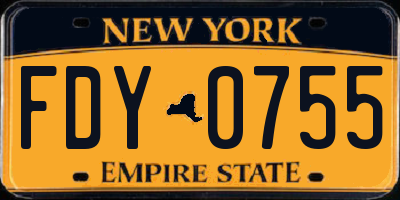 NY license plate FDY0755