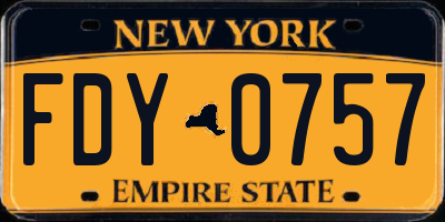 NY license plate FDY0757