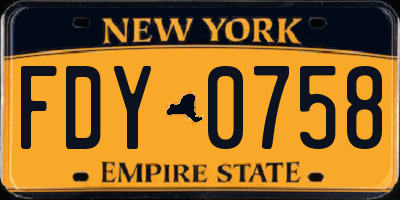 NY license plate FDY0758