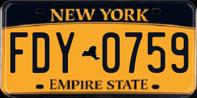 NY license plate FDY0759