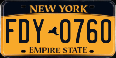 NY license plate FDY0760