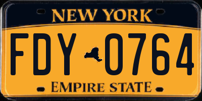 NY license plate FDY0764