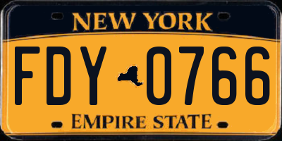 NY license plate FDY0766