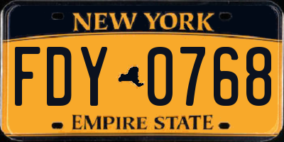 NY license plate FDY0768