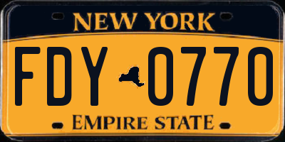 NY license plate FDY0770