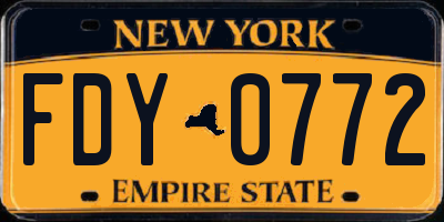 NY license plate FDY0772
