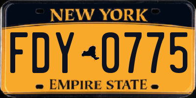 NY license plate FDY0775