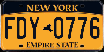 NY license plate FDY0776
