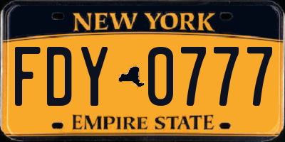 NY license plate FDY0777