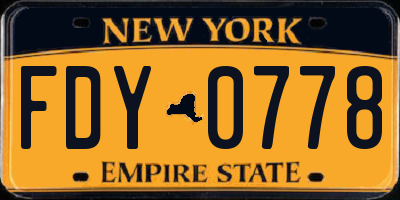 NY license plate FDY0778