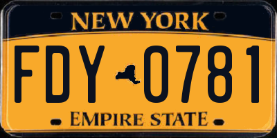 NY license plate FDY0781