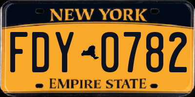 NY license plate FDY0782