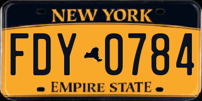 NY license plate FDY0784